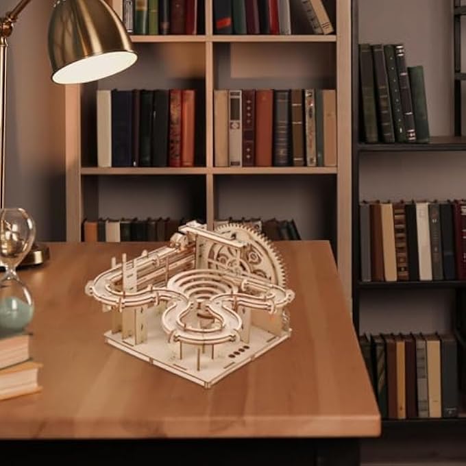 HAND CRANKED MARBLE RUN WOODEN MODEL KITS, 3D WOODEN PUZZLE MECHANICAL MODEL KITS, SELF ASSEMBLY CREATIVITY MARBLE RUN BUILDING KITS, MECHANICAL MODEL BUILDING CRAFT (WITH 4 BEADS) - Image 3